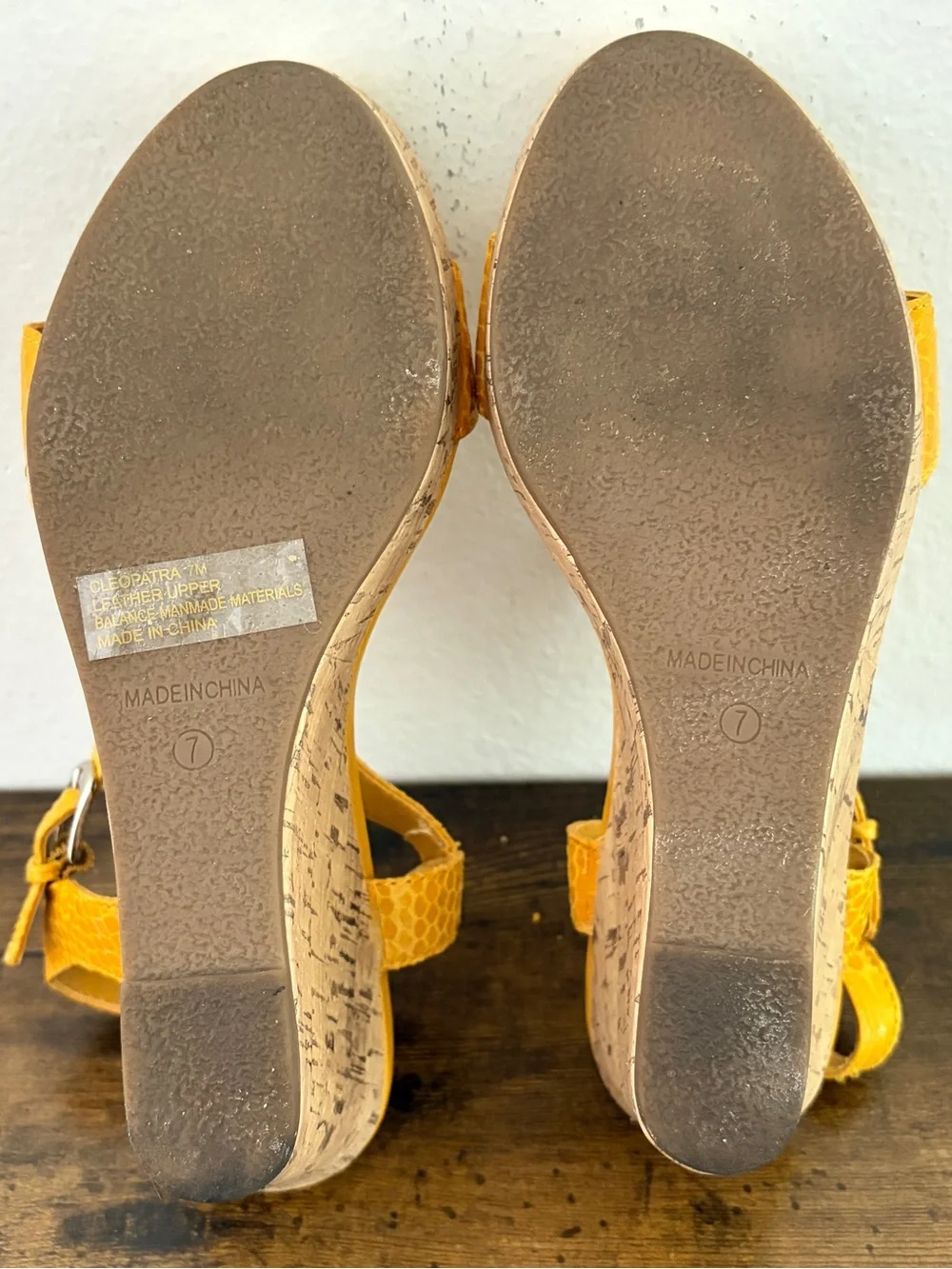 Coach and Four | Yellow Cork Wedge Sandals |  3